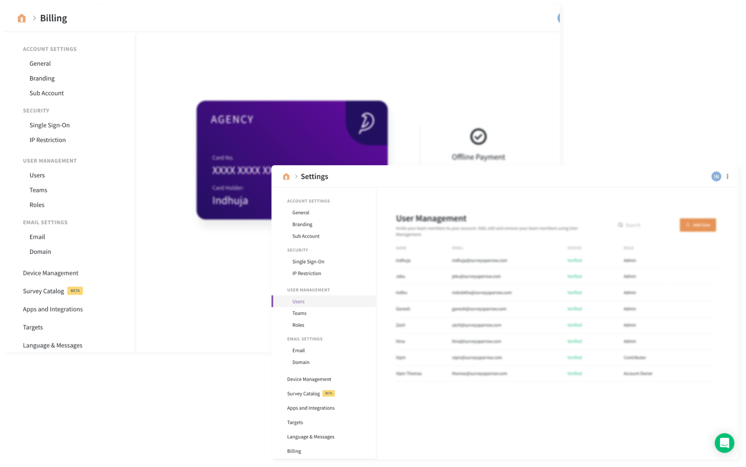 Control the usage & view of your account and set permissions for different teams using Roles & Permissions.