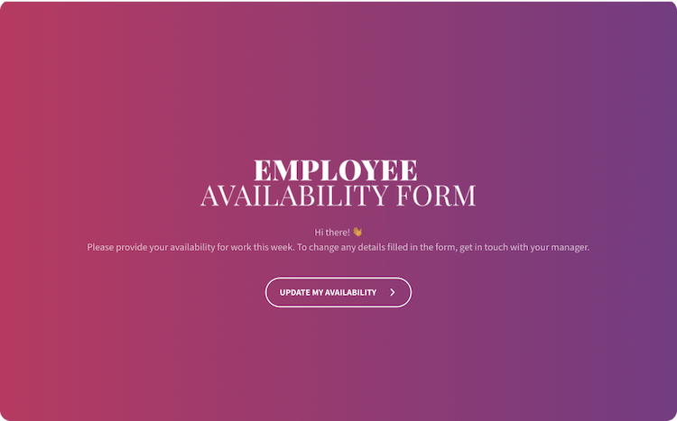 Employee Availability Form Template